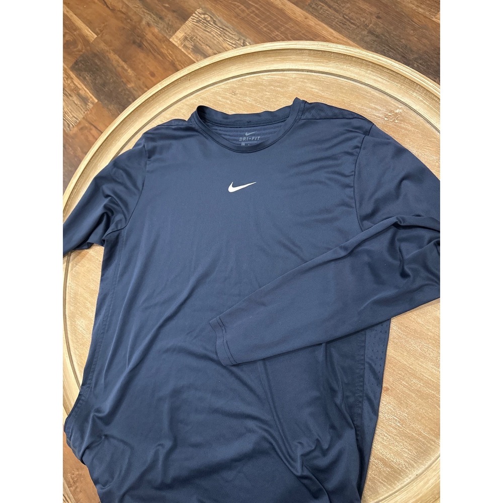 Nike Dri-FIT Mens Long Sleeve Training Shirt Navy Blue Large RN56323